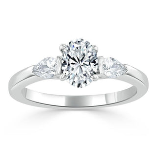 0.75 CT Oval Cut Three Stone Moissanite Engagement Ring - Barbara Maison 