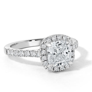 1.50 CT Cushion Cut Halo Pave Setting Moissanite Engagement Ring - Barbara Maison 