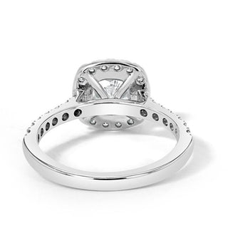 1.50 CT Cushion Cut Halo Pave Setting Moissanite Engagement Ring - Barbara Maison 