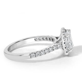 1.50 CT Cushion Cut Halo Pave Setting Moissanite Engagement Ring - Barbara Maison 