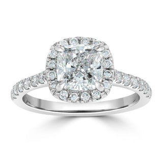 1.50 CT Cushion Cut Halo Pave Setting Moissanite Engagement Ring - Barbara Maison 