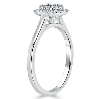 0.75 CT Cushion Cut Halo Moissanite Engagement Ring - Barbara Maison 