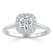 0.75 CT Round Cut Halo Moissanite Engagement Ring - Barbara Maison 