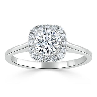 0.75 CT Round Cut Halo Moissanite Engagement Ring - Barbara Maison 