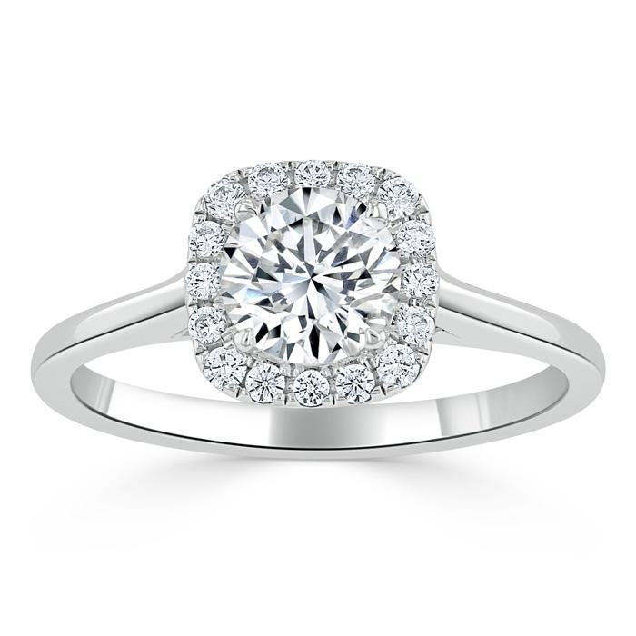 0.75 CT Round Cut Halo Moissanite Engagement Ring - Barbara Maison 