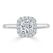 0.75 CT Round Cut Halo Moissanite Engagement Ring - Barbara Maison 