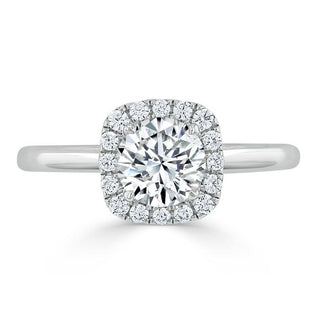 0.75 CT Round Cut Halo Moissanite Engagement Ring - Barbara Maison 