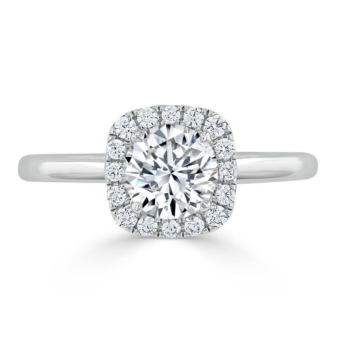 0.75 CT Round Cut Halo Moissanite Engagement Ring - Barbara Maison 