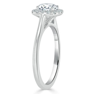 0.75 CT Round Cut Halo Moissanite Engagement Ring - Barbara Maison 