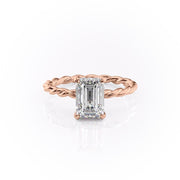 2.10 CT Emerald Cut Solitaire Twisted Rope Moissanite Engagement Ring - Barbara Maison 