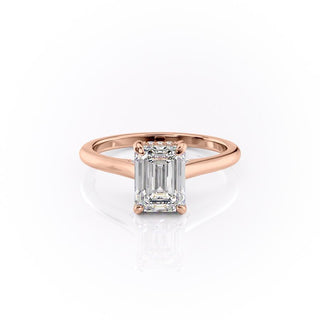 1.91 CT Emerald Cut Solitaire Hidden Halo Setting Moissanite Engagement Ring - Barbara Maison 