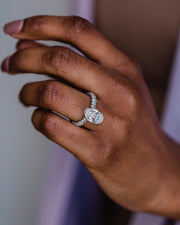 4.10 CT Oval Solitaire Hidden Halo & Pave Moissanite Engagement Ring - Barbara Maison 