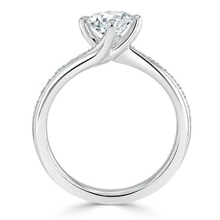 0.75 CT Round Cut Solitaire Bypass Pave Moissanite Engagement Ring - Barbara Maison 