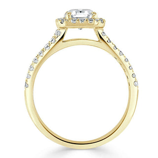 1.0 CT Asscher Cut Halo Split Shank Setting Moissanite Engagement Ring - Barbara Maison 