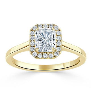 1.0 CT Radiant Cut Halo Moissanite Engagement Ring - Barbara Maison 