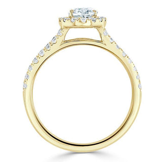 0.94 CT Oval Cut Halo Split Shank Setting Moissanite Engagement Ring - Barbara Maison 