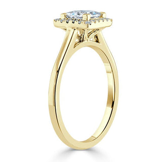 1.0 CT Princess Cut Halo Moissanite Engagement Ring - Barbara Maison 