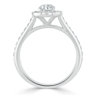 1.0 CT Oval Cut Halo Pave Moissanite Engagement Ring - Barbara Maison 