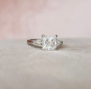 3.0 CT Princess Cut Three Stone Moissanite Engagement Ring - Barbara Maison 