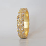 Round Stones Feather Style Men's Wedding Band - Barbara Maison 