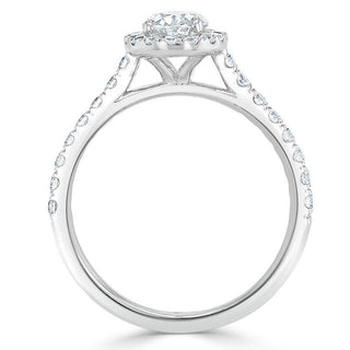 0.94 CT Oval Cut Halo Moissanite Engagement Ring With Pave Setting - Barbara Maison 