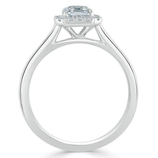 0.75 CT Asscher Cut Halo Moissanite Engagement Ring - Barbara Maison 