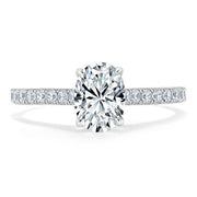 0.94 CT Oval Cut Solitaire Moissanite Engagement Ring With Pave Setting - Barbara Maison 