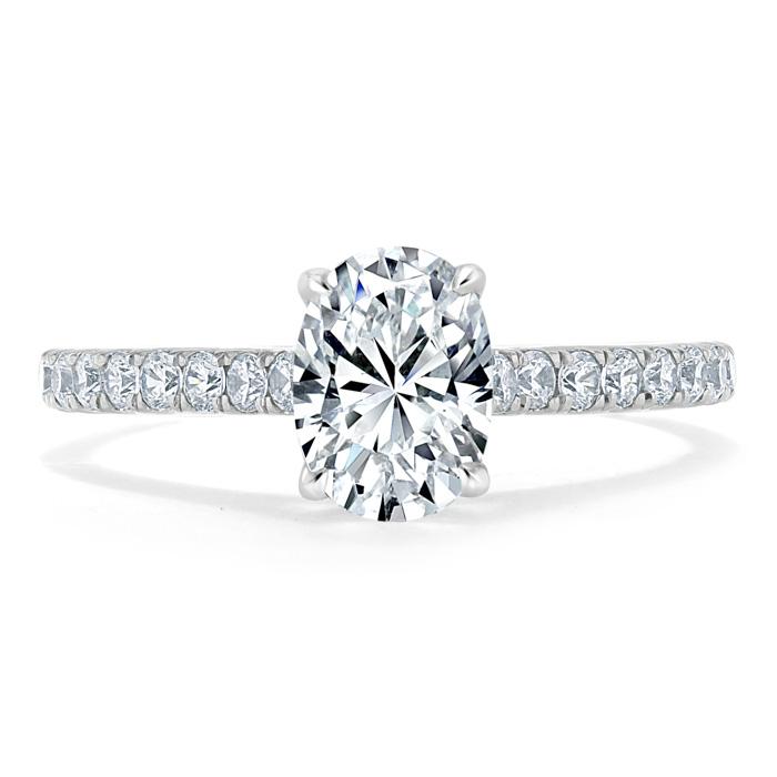 0.94 CT Oval Cut Solitaire Moissanite Engagement Ring With Pave Setting - Barbara Maison 