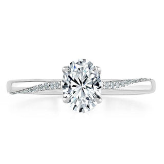 0.75 CT Oval Cut Solitaire Moissanite Engagement Ring - Barbara Maison 