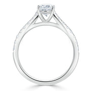 0.94 CT Oval Cut Solitaire Moissanite Engagement Ring With Pave Setting - Barbara Maison 