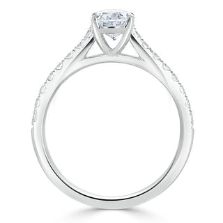 0.94 CT Oval Cut Solitaire Moissanite Engagement Ring With Pave Setting - Barbara Maison 