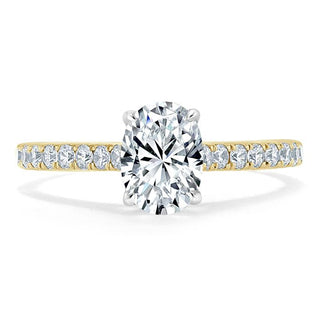 0.94 CT Oval Cut Solitaire Moissanite Engagement Ring With Pave Setting - Barbara Maison 