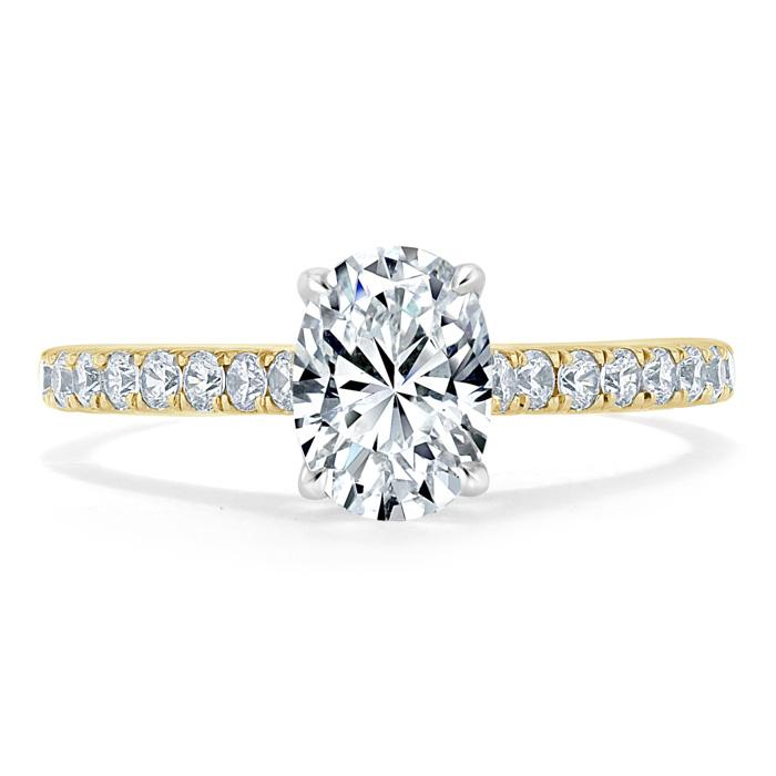 0.94 CT Oval Cut Solitaire Moissanite Engagement Ring With Pave Setting - Barbara Maison 