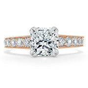 1.5 CT Cushion Cut Solitaire Channel Pave Moissanite Engagement Ring - Barbara Maison 