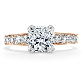 1.5 CT Cushion Cut Solitaire Channel Pave Moissanite Engagement Ring - Barbara Maison 