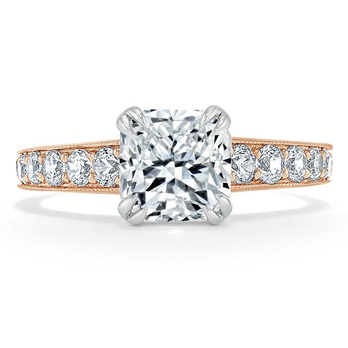 1.5 CT Cushion Cut Solitaire Channel Pave Moissanite Engagement Ring - Barbara Maison 