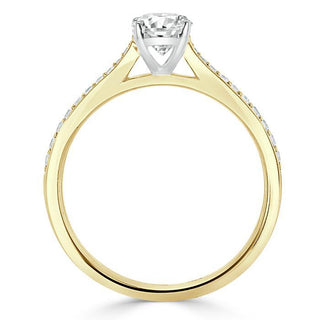 0.94 CT Oval Cut Solitaire Moissanite Engagement Ring With Pave Setting - Barbara Maison 