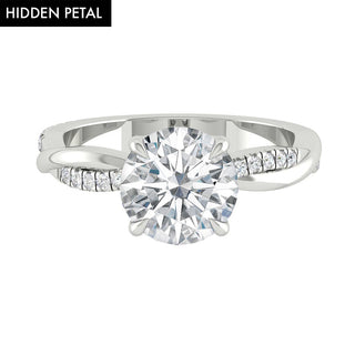 1.85 CT Round Cut Solitaire Twisted Pave Moissanite Engagement Ring - Barbara Maison 