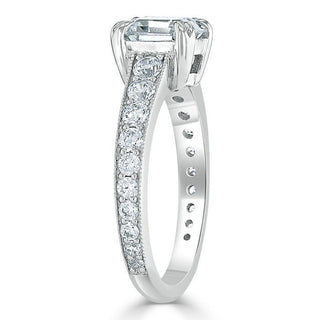 1.5 CT Cushion Cut Solitaire Channel Pave Moissanite Engagement Ring - Barbara Maison 