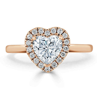 1.0 CT Heart Cut Halo Moissanite Engagement Ring - Barbara Maison 