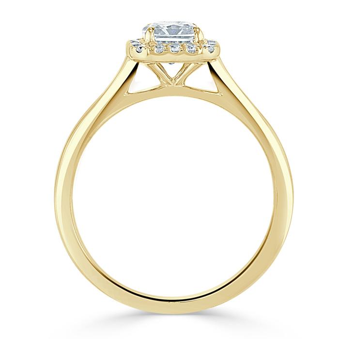 1.0 CT Radiant Cut Halo Moissanite Engagement Ring - Barbara Maison 