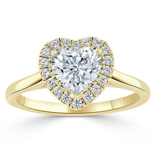 1.0 CT Heart Cut Halo Moissanite Engagement Ring - Barbara Maison 