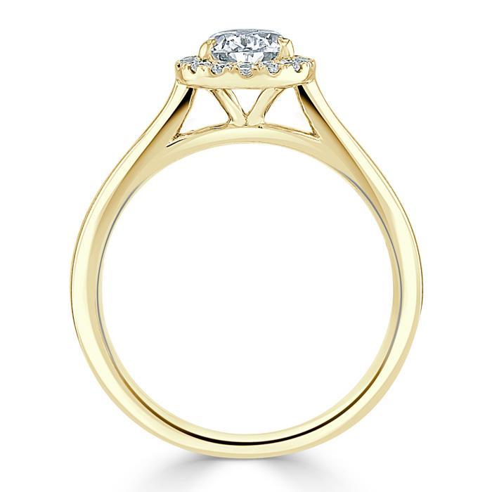 1.0 CT Pear Cut Halo Moissanite Engagement Ring - Barbara Maison 