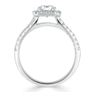 1.0 CT Asscher Cut Halo Split Shank Setting Moissanite Engagement Ring - Barbara Maison 