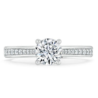 0.75 CT Round Cut Solitaire Moissanite Engagement Ring With Channel Setting - Barbara Maison 