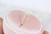 1.33 CT Oval Cut Halo Moissanite Engagement Ring - Barbara Maison 