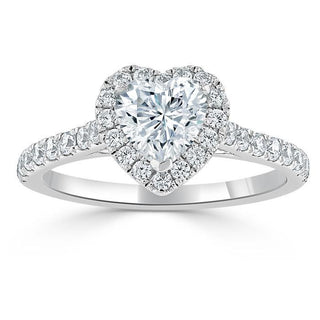 1.0 CT Heart Cut Halo Moissanite Engagement Ring With Pave Setting - Barbara Maison 