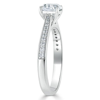 1.0 CT Asscher Cut Solitaire Moissanite Engagement Ring With Chanel Pave Setting - Barbara Maison 