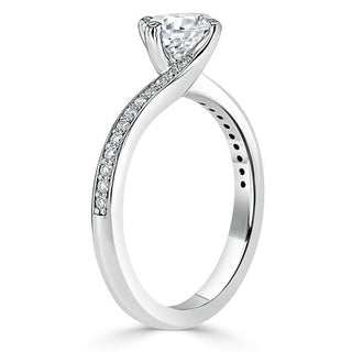 0.75 CT Round Cut Solitaire Bypass Pave Moissanite Engagement Ring - Barbara Maison 