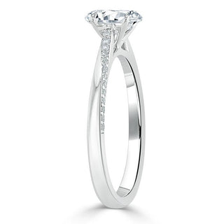 0.75 CT Oval Cut Solitaire Moissanite Engagement Ring - Barbara Maison 